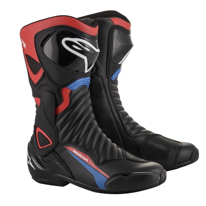 Botas de moto Alpinestars S-MX 6 Honda Collection Negro-Rojo-Azul-Blanco