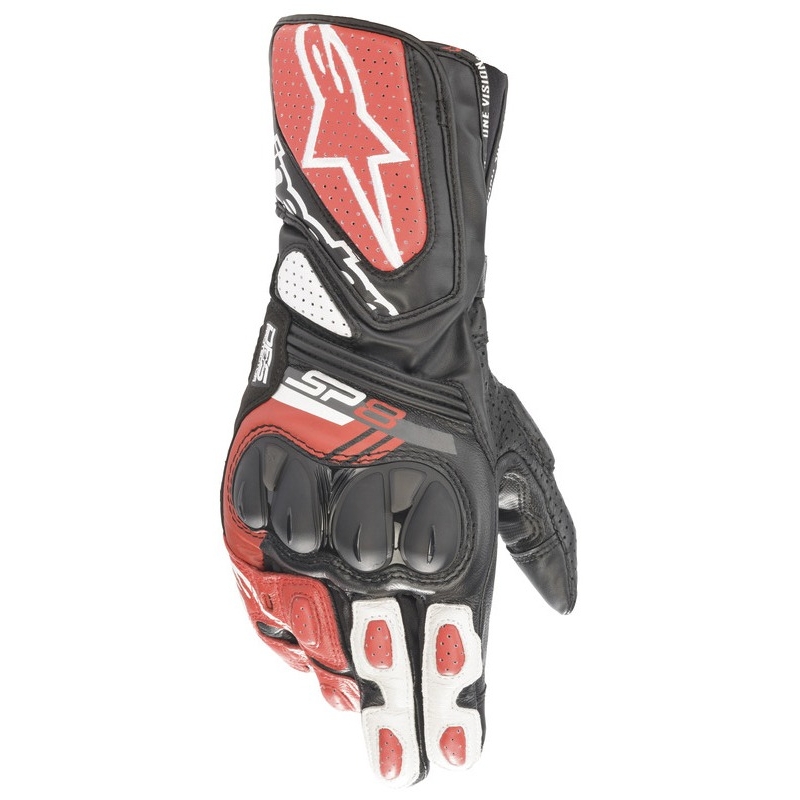 Guantes de moto Alpinestars SP-8 negro-blanco-rojo