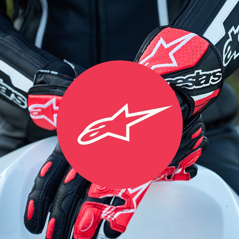 Guantes de moto Alpinestars SP-8 para mujer en blanco y negro
