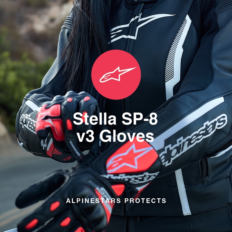 Guantes de moto Alpinestars SP-8 para mujer en blanco y negro