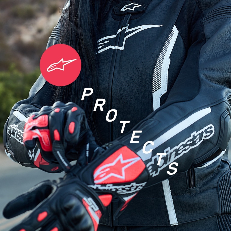 Guantes de moto Alpinestars SP-8 para mujer en blanco y negro