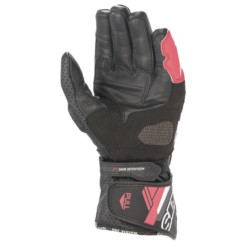 Guantes de moto Alpinestars SP-8 para mujer negro, blanco y rosa