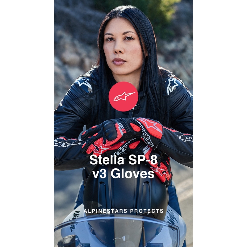 Guantes de moto Alpinestars SP-8 para mujer negro, blanco y rosa