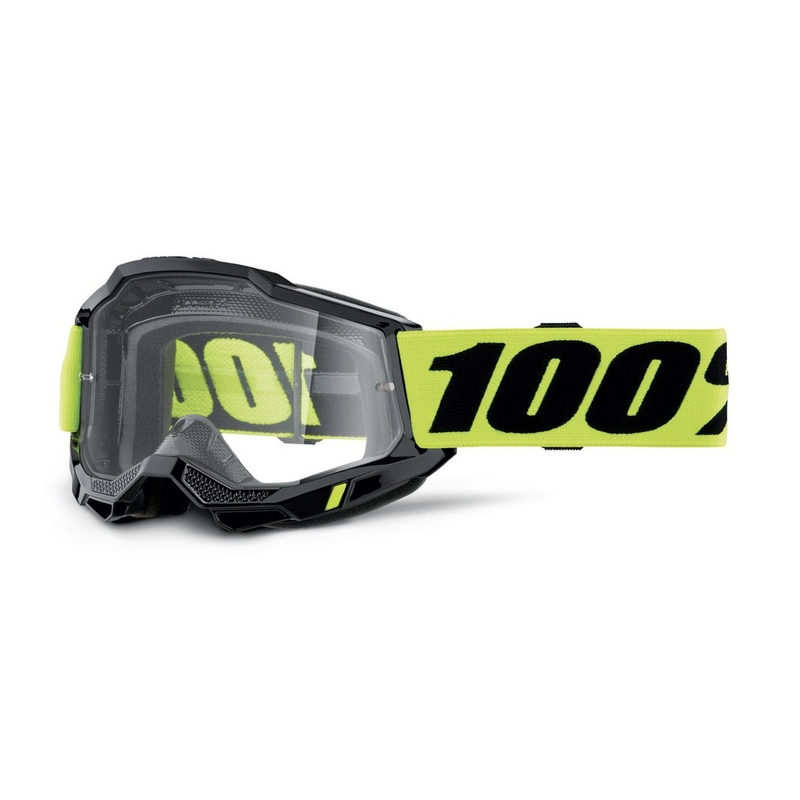 Gafas de motocross 100% ACCURI 2 OTG negro-amarillo fluo (plexi transparente)