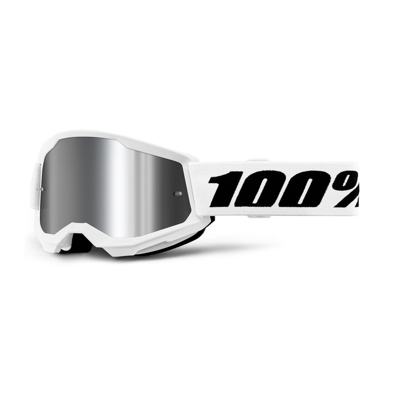 Gafas de motocross para niños 100% STRATA 2 blanco plata plexi