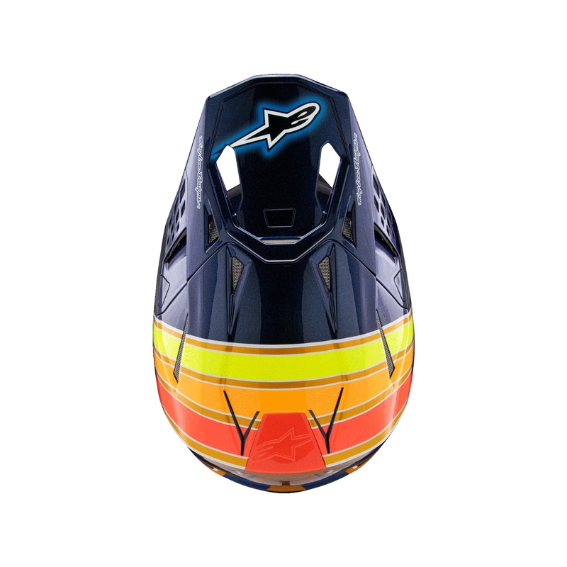 Casco de motocross Alpinestars Supertech S-M10 TROY LEE DESIGNS azul perla-naranja fluo-amarillo-rojo