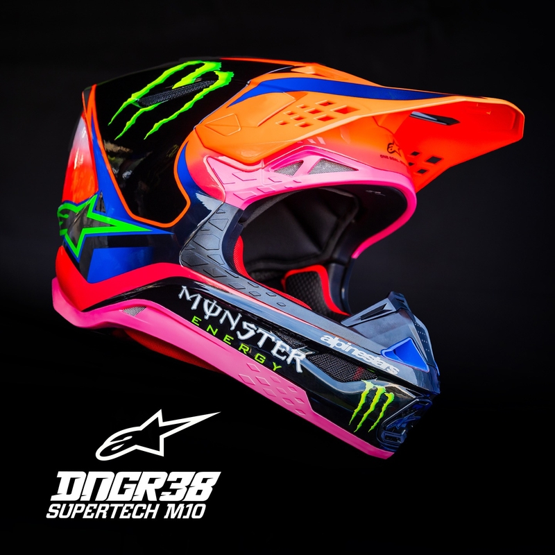 Casco motocross Alpinestars Supertech S-M10 HAIDEN DEEGAN edition fluo naranja-morado-rosa-verde