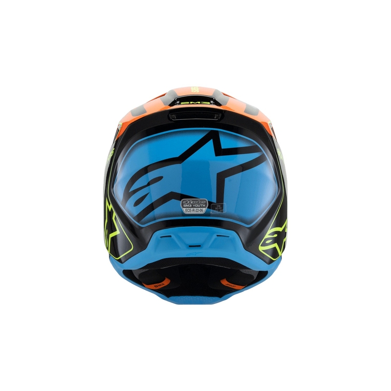 Casco de motocross infantil Alpinestars S-M3 FRAY negro-naranja fluo-amarillo fluo-turquesa