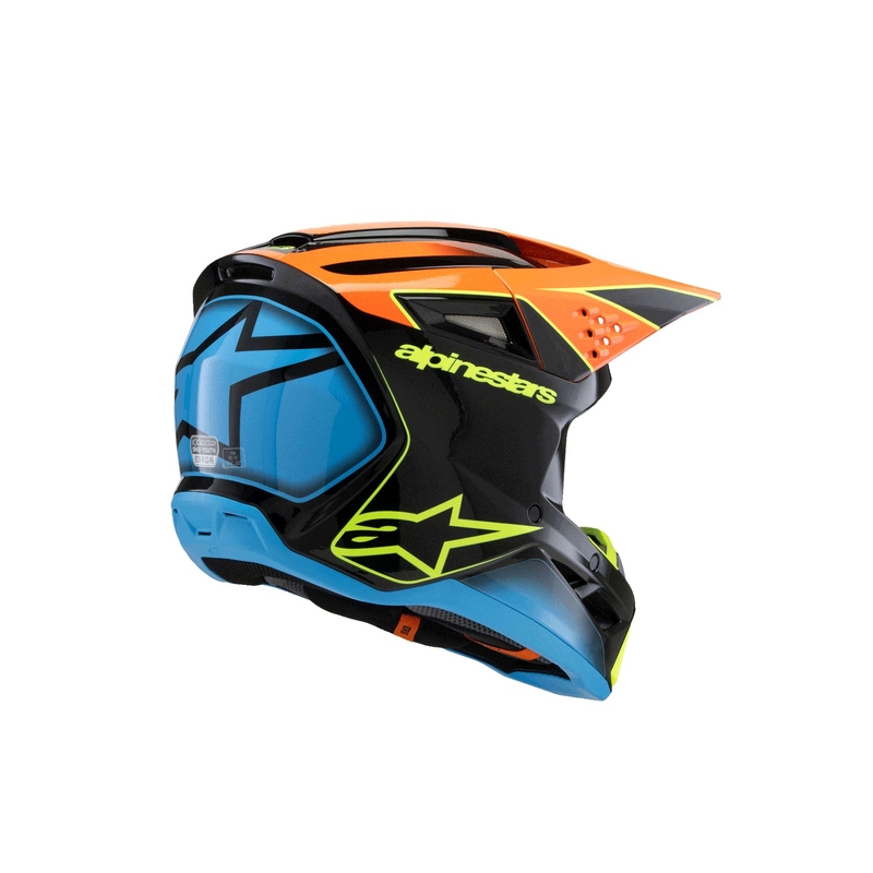 Casco de motocross infantil Alpinestars S-M3 FRAY negro-naranja fluo-amarillo fluo-turquesa