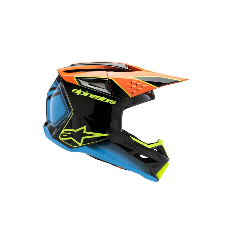 Casco de motocross infantil Alpinestars S-M3 FRAY negro-naranja fluo-amarillo fluo-turquesa