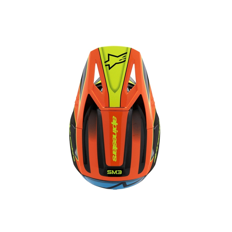 Casco de motocross infantil Alpinestars S-M3 FRAY negro-naranja fluo-amarillo fluo-turquesa