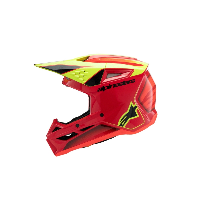 Casco de motocross infantil Alpinestars S-M3 FRAY rojo-amarillo fluorescente-negro