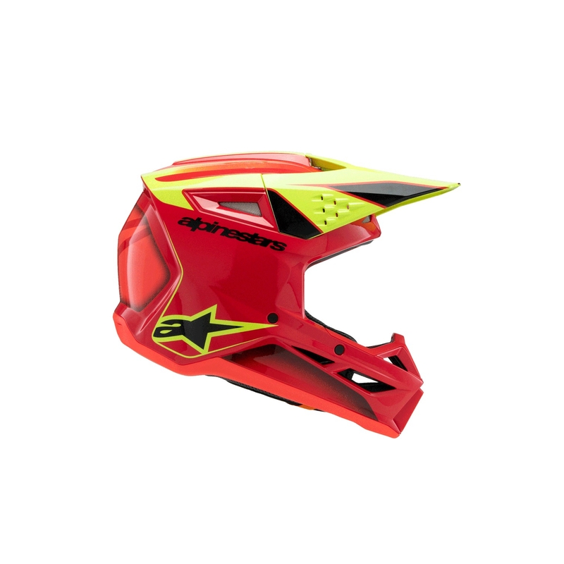 Casco de motocross infantil Alpinestars S-M3 FRAY rojo-amarillo fluorescente-negro