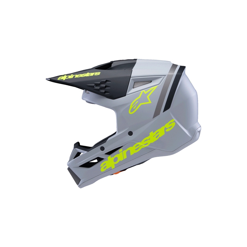 Casco de motocross infantil Alpinestars S-M3 RADIUM gris mate-amarillo fluorescente-negro
