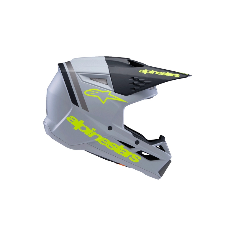 Casco de motocross infantil Alpinestars S-M3 RADIUM gris mate-amarillo fluorescente-negro
