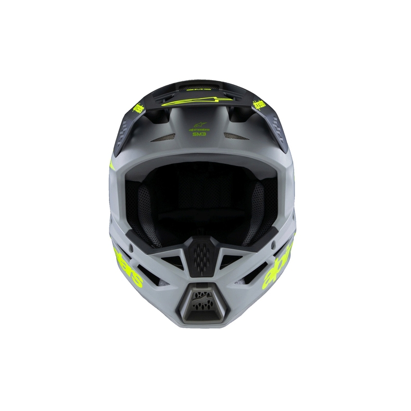 Casco de motocross infantil Alpinestars S-M3 RADIUM gris mate-amarillo fluorescente-negro