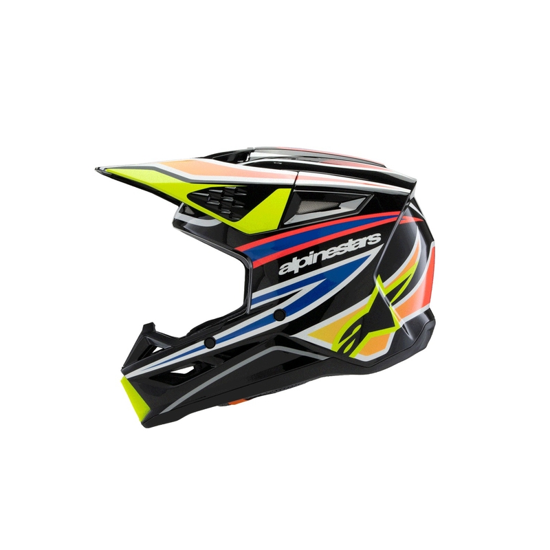 Casco de motocross infantil Alpinestars S-M3 WURX negro-amarillo fluorescente-azul-rojo
