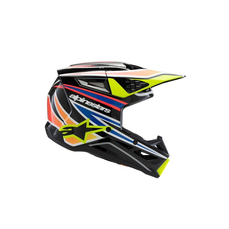 Casco de motocross infantil Alpinestars S-M3 WURX negro-amarillo fluorescente-azul-rojo