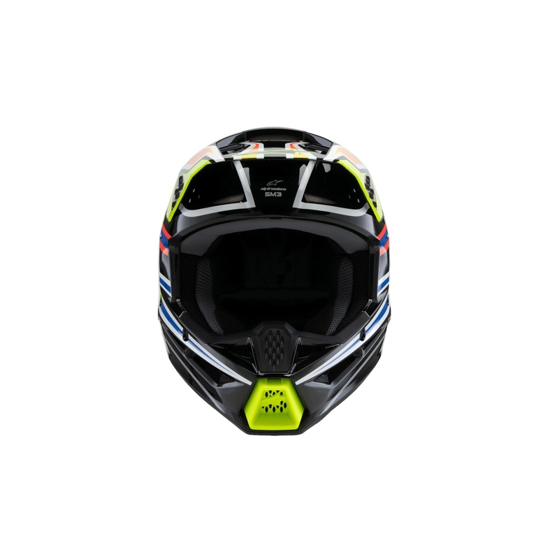 Casco de motocross infantil Alpinestars S-M3 WURX negro-amarillo fluorescente-azul-rojo