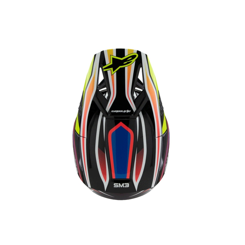 Casco de motocross infantil Alpinestars S-M3 WURX negro-amarillo fluorescente-azul-rojo
