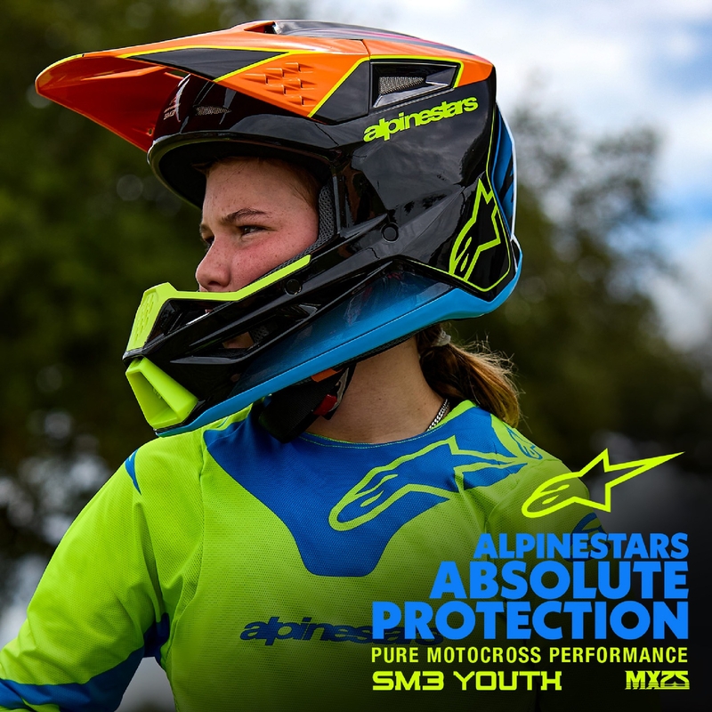 Casco de motocross infantil Alpinestars S-M3 Solid negro mate