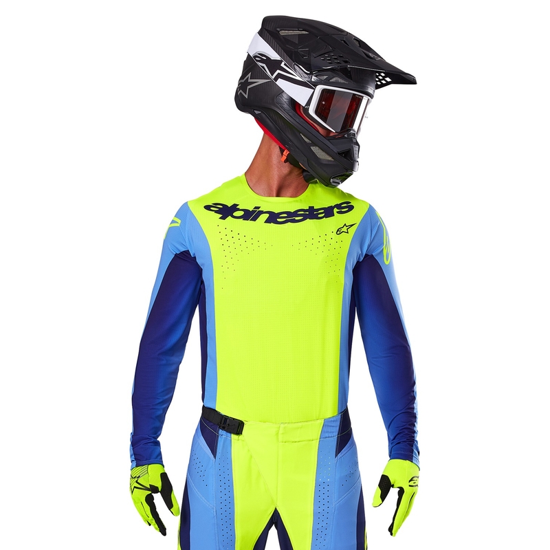 Maillot de motocross Alpinestars Techstar Melt fluo amarillo-azul