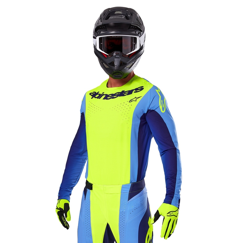 Maillot de motocross Alpinestars Techstar Melt fluo amarillo-azul