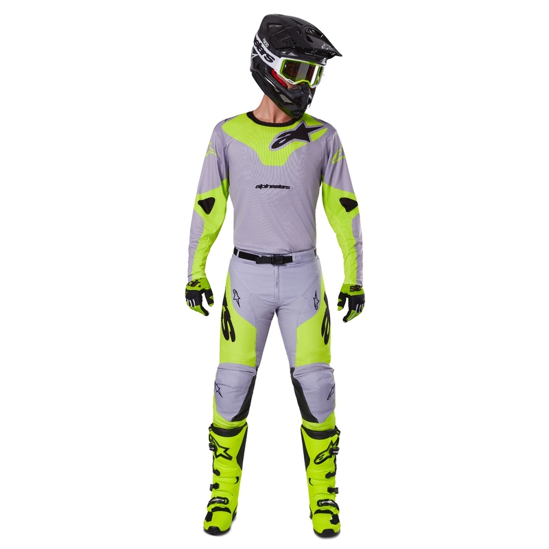 Maillot motocross Alpinestars Racer Veil gris-amarillo fluo