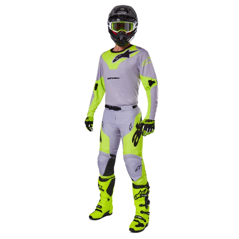 Maillot motocross Alpinestars Racer Veil gris-amarillo fluo
