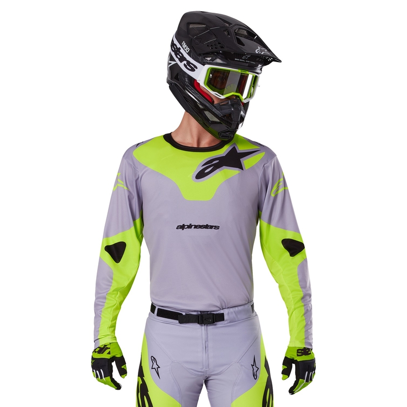 Maillot motocross Alpinestars Racer Veil gris-amarillo fluo