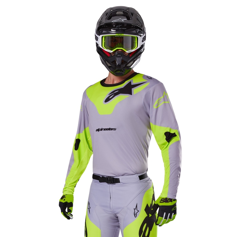 Maillot motocross Alpinestars Racer Veil gris-amarillo fluo