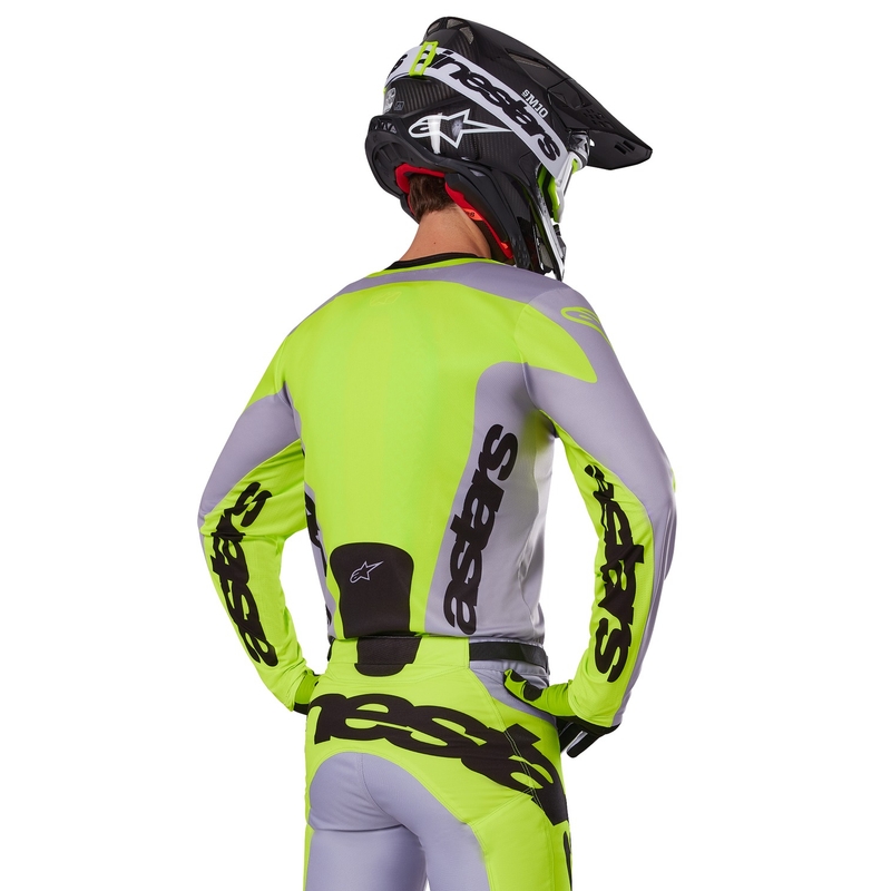 Maillot motocross Alpinestars Racer Veil gris-amarillo fluo