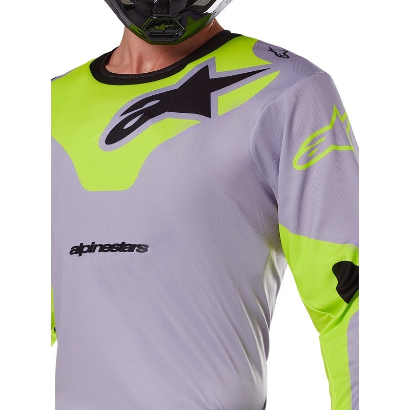 Maillot motocross Alpinestars Racer Veil gris-amarillo fluo