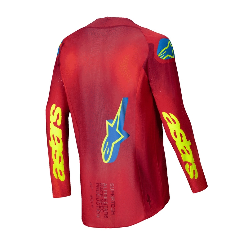 Maillot de motocross Alpinestars Supertech Maker rojo-fluo amarillo