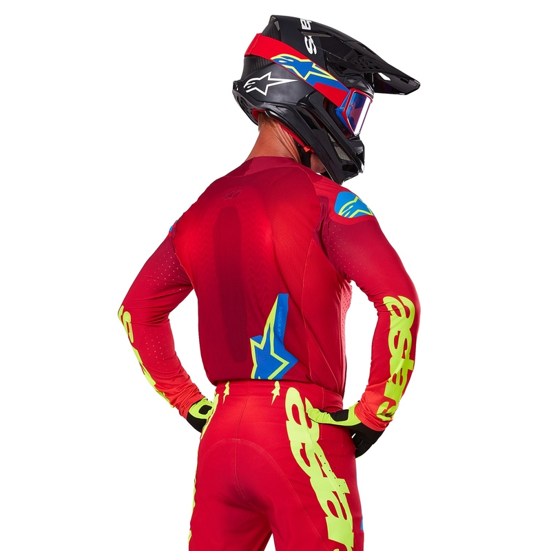 Maillot de motocross Alpinestars Supertech Maker rojo-fluo amarillo