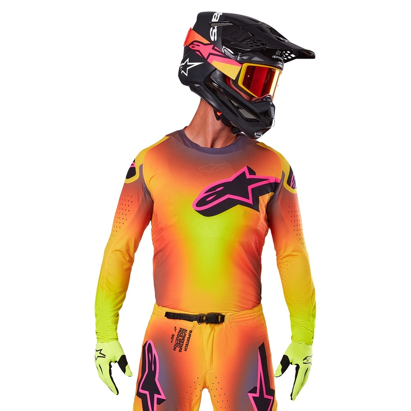 Maillot motocross Alpinestars Supertech Lipan amarillo-rosa