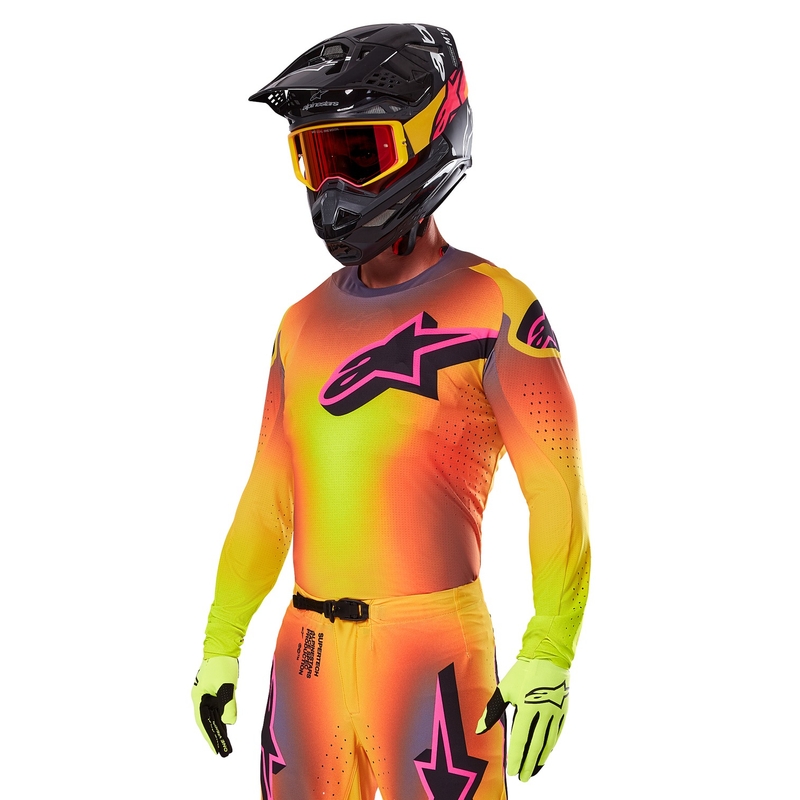 Maillot motocross Alpinestars Supertech Lipan amarillo-rosa