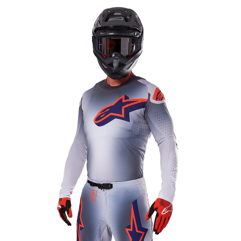 Maillot de motocross Alpinestars Supertech Lipan gris-naranja fluorescente