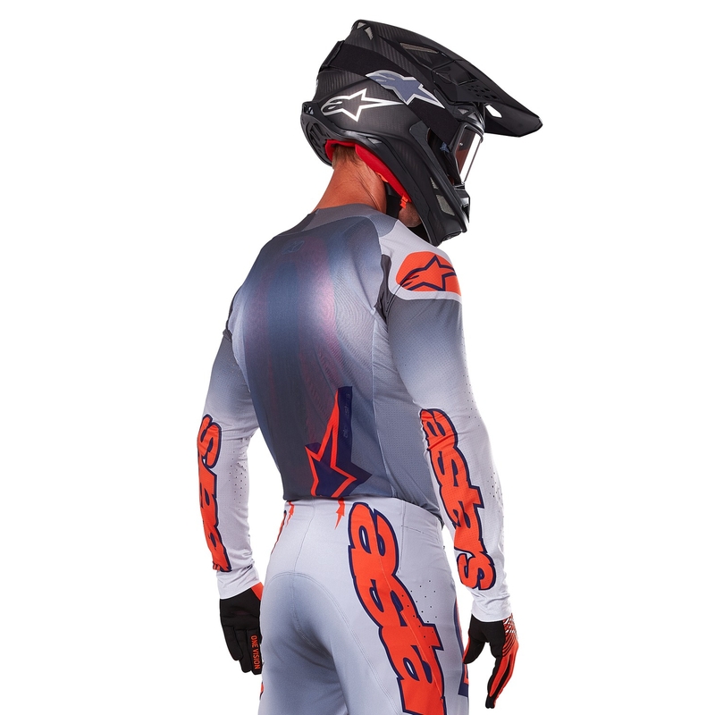 Maillot de motocross Alpinestars Supertech Lipan gris-naranja fluorescente