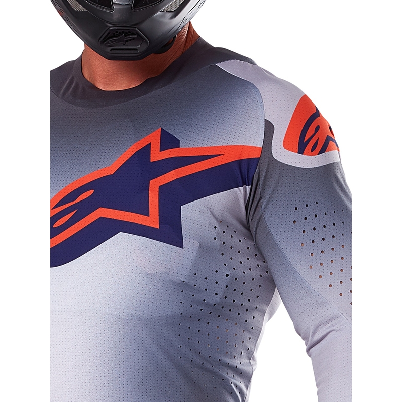 Maillot de motocross Alpinestars Supertech Lipan gris-naranja fluorescente