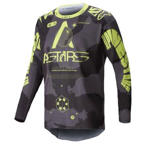 Maillot motocross Alpinestars Racer Hollow camuflaje oscuro-amarillo fluo