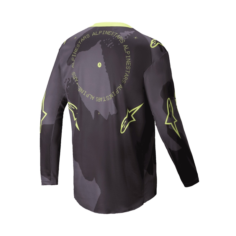 Maillot motocross Alpinestars Racer Hollow camuflaje oscuro-amarillo fluo