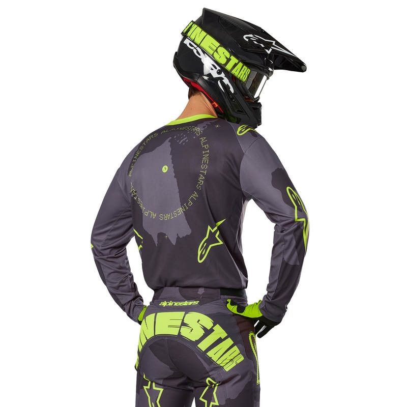 Maillot motocross Alpinestars Racer Hollow camuflaje oscuro-amarillo fluo