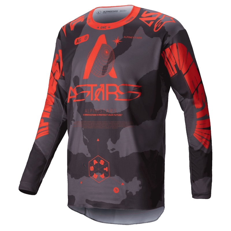 Maillot motocross Alpinestars Racer Hollow gris camuflaje-naranja fluo