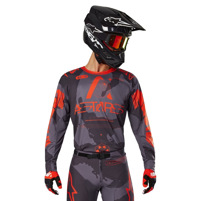 Maillot motocross Alpinestars Racer Hollow gris camuflaje-naranja fluo