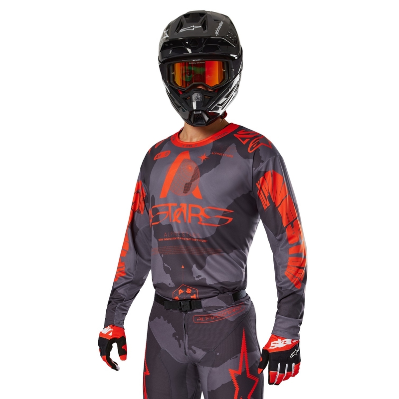 Maillot motocross Alpinestars Racer Hollow gris camuflaje-naranja fluo