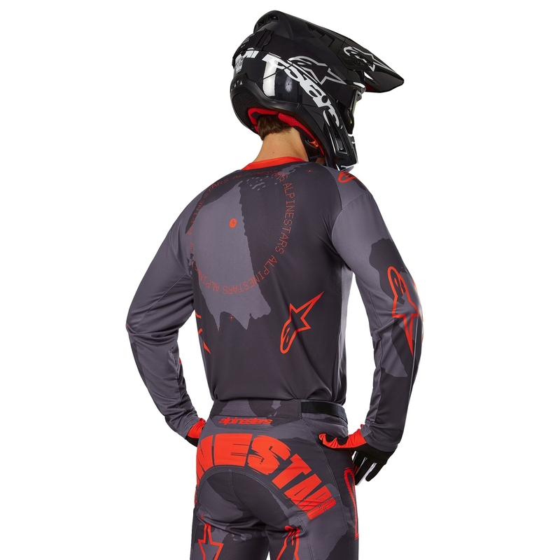 Maillot motocross Alpinestars Racer Hollow gris camuflaje-naranja fluo