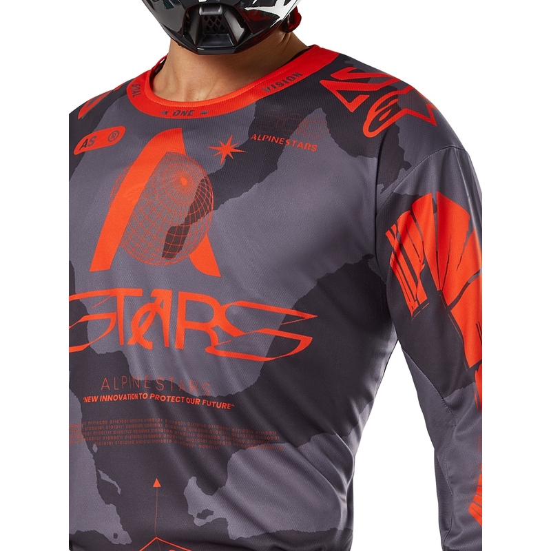 Maillot motocross Alpinestars Racer Hollow gris camuflaje-naranja fluo