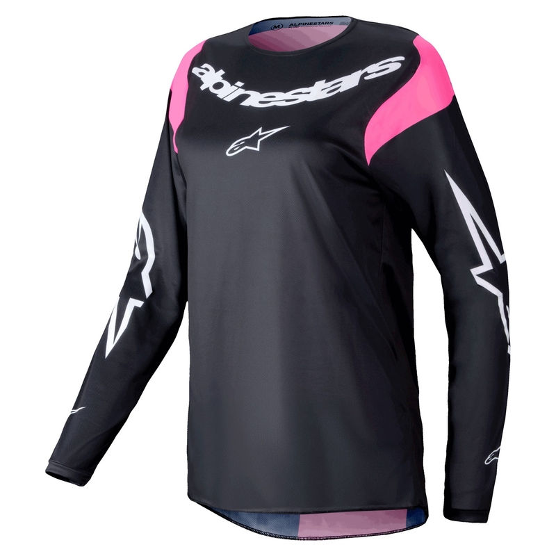 Maillot Motocross Alpinestars Stella Fluid Haul Mujer Negro-Rosa Flúor