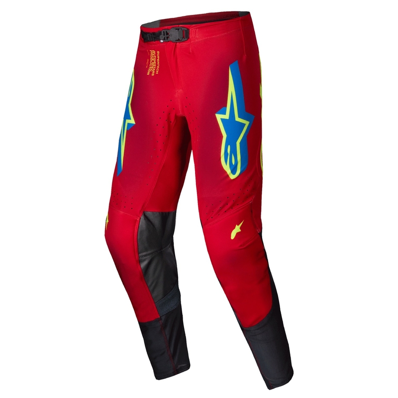Pantalón de motocross Alpinestars Supertech Maker rojo-fluo amarillo